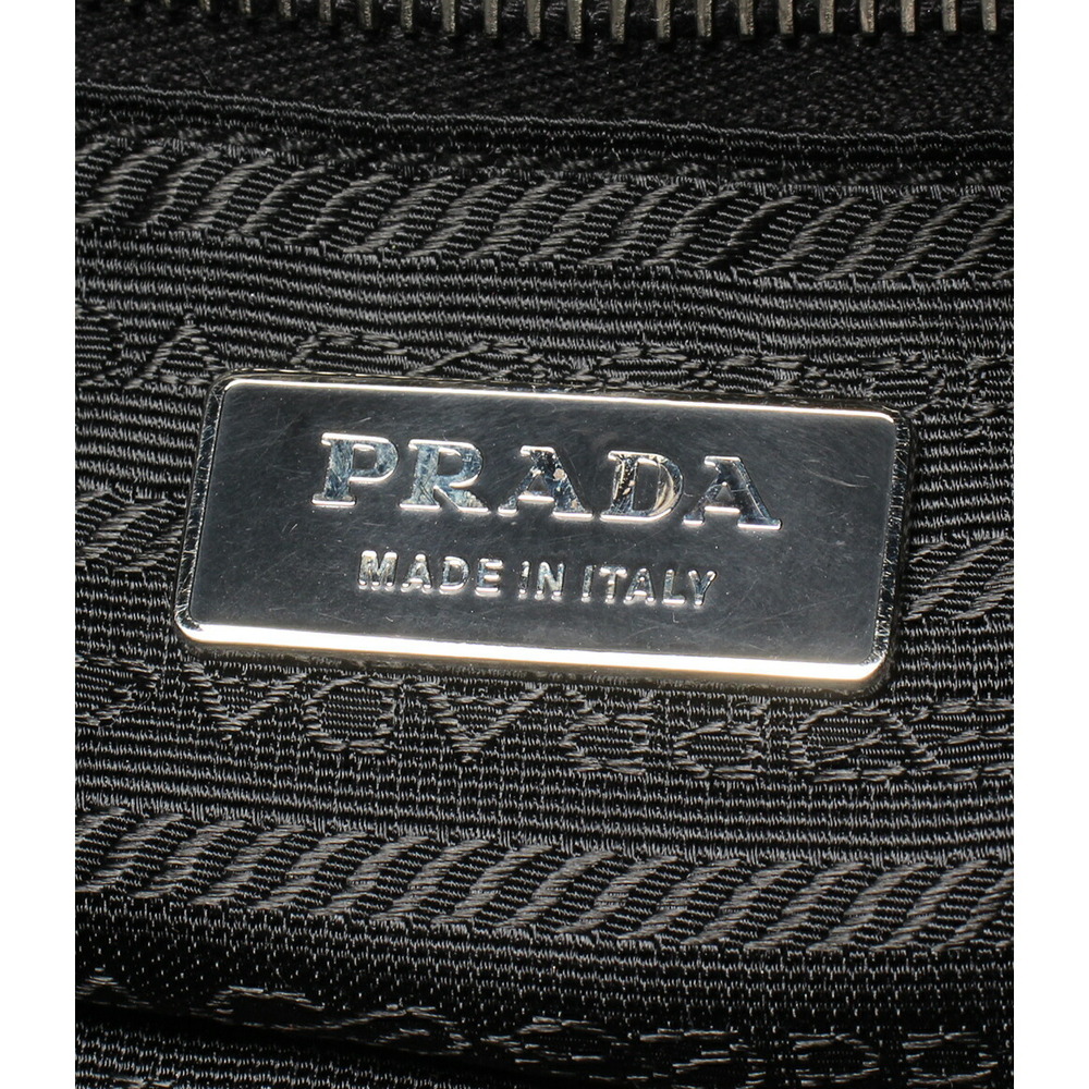 Prada Tessuto shoulder bag leather trim exterior buckle pockets Black - Picture 4 of 6